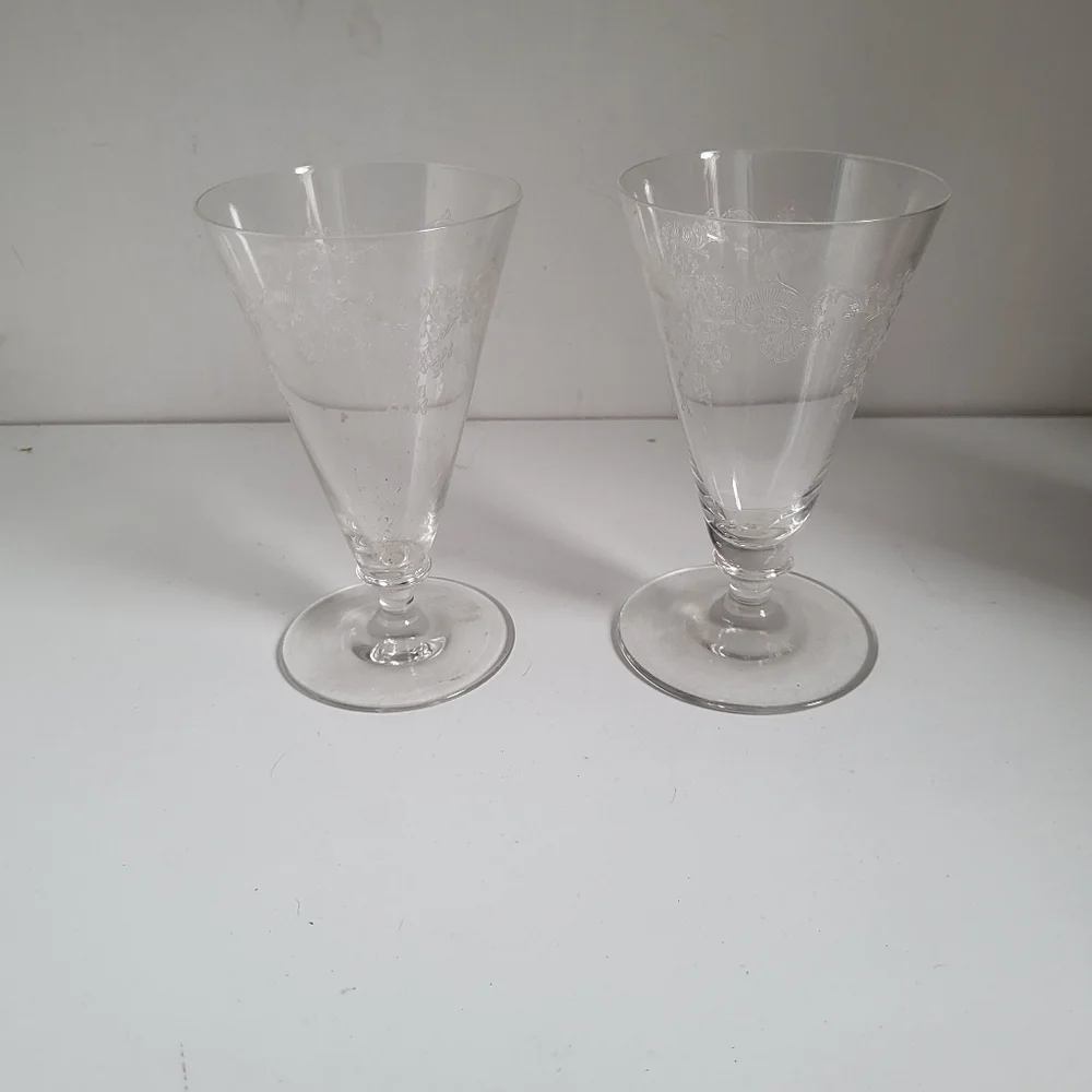 Tiffin Francician Princess Crystal Elegant Clear Glass Goblets (2)